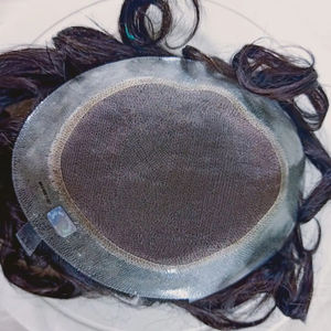 Men's Aus-Mono Remy <b>Hair</b> <b>Hair</b> Extension Indian <b>Body</b> Wave Kinky Curl Straight Styles Custom Left Design 100% Density Water Wave - Product Image 1