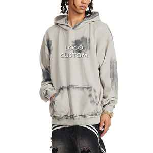 เสื้อฮู้ดสำหรับผู้ชายผ้าคอตตอนสีจางมีปกเรียงกันเป็นกรดขนาดใหญ่สำหรับผู้ชาย500กรัม100% กันแดด - Product Image 6