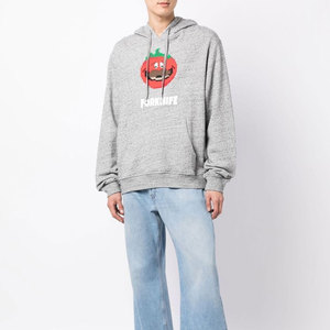 "Basics Cotton Blend Unisex Grey Hoodie con Pixel Tomato Face, Funny Gamer Graphic Sweatshirt" - Product Image 2