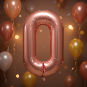 Palloncini Numero Party Love Oro Rosa 45cm Numero 0 Confezione da 12 Pezzi - Product Image 3