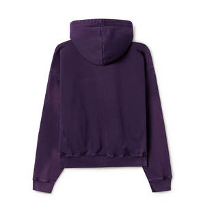 Sweat à capuche violet personnalisé, effet délavé, vieilli, avec logo graphique en strass, délavé au soleil, en molleton bouclette pour homme - Product Image 2