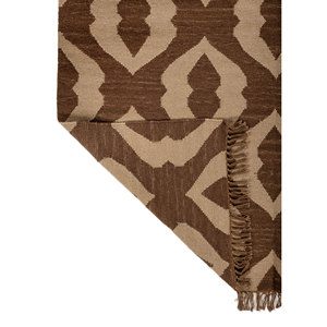 พรมขนสัตว์อินดัสบาร์ แอ็บสแตรคท์ สีเบจ-น้ำตาล ทอแบบเรียบ สำหรับบ้าน ขนาด 4 เมตร รูปทรงสี่เหลี่ยมผืนผ้า สำหรับห้องโถง พรมห้องนั่งเล่น พรมปอกระเจา รุ่น SDWL-676 - Product Image 3