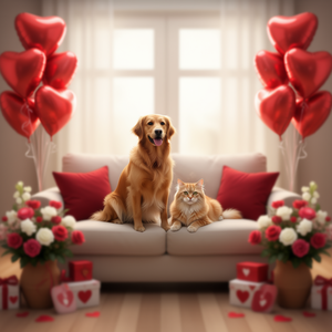 Maglietta per Animali Domestici per San Valentino con Stampa di Zampe a Cuore per Cani e Gatti - Product Image 4
