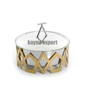 Latest Dome Top design Best selling Hammered style two tone finished Metal Hot pot Warmer High Quality metal Casserole Pot - Product Image 3