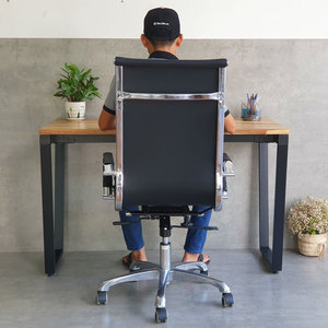 120x60cm Acacia Wood Office <b>Desk</b> and Chair Combo with Assembled Legs CB68196 for <b>Computer</b> Use - Product Image 4