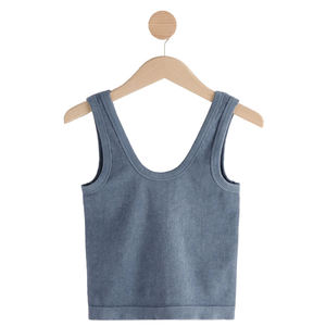 Camisetas sin mangas acanaladas para mujer al por mayor, ropa deportiva sin mangas elástica cómoda de Color Gay, camiseta sin mangas ajustada recortada - Product Image 4