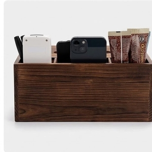 Organizador de escritorio de madera, caja de almacenamiento minimalista para teléfonos, artículos pequeños, decoración del hogar para sala de estar - Product Image 1