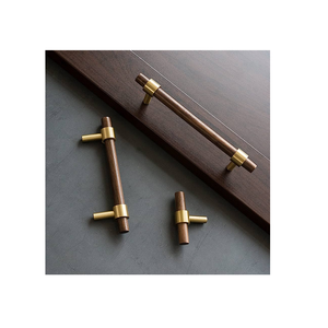 Single Sided Brass and Wood Pull <b>Handle</b> Customized Size for Wooden <b>Door</b> & Kitchen Drawers Hot Sale at Economical Price - Product Image 2