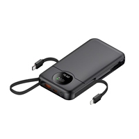 Banque d'Alimentation Portable sans Fil à Chargement Rapide pour Téléphone Mobile avec Câble Intégré, Écran LCD, CE ROHS, PD22W, 10000mAh 20000mAh