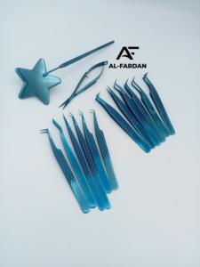 Pince à épiler d'extension de cils avec différents angles titane bleu couleur diamant poignée volume et isolation pince à cils - Product Image 3