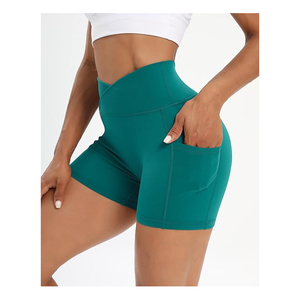Vêtements pour femmes Gym Spandex Stretchy Yoga Compression avec poches latérales meilleur short de yoga stretch court yoga - Product Image 4