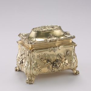 Ornate gold carved <b>wooden</b> chest, elaborate floral patterns, large decorative box, available at wholesale prices. - Product Image 6
