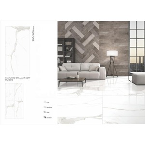 Azulejos Statuario PGVT de 900x1800mm, azulejos vitrificados brillantes de 9mm para paredes de suelo Interior de centro comercial, azulejos esmaltados de porcelana - Product Image 1