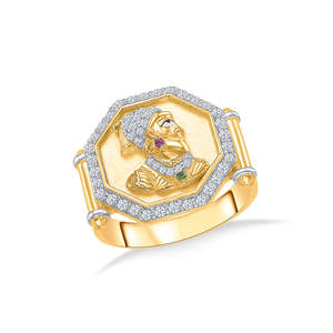 <b>Emerald</b> Cut Marquise Cluster <b>Ring</b> in Rhodium Plated Platinum for <b>Men</b> - Product Image 2