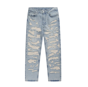 Jeans en denim pour hommes déchirés, design personnalisé, vente en gros, nouvelle conception, extensible, délavé, uni, droit, hiver - Product Image 6