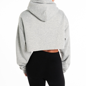 Otoño Invierno 100% algodón recortado Sudadera con capucha en blanco para Mujeres Hombres grueso peso pesado cuello con capucha frente Logo estampado con OEM - Product Image 3