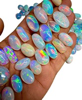 Opale de Welo d'Éthiopie naturelle de haute qualité AA+, cabochon multi-feu, pierres précieuses en vrac certifiées par un tiers, 3-5 carats pour la joaillerie