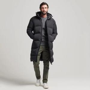 2025 hommes décontracté longue veste d'hiver à capuche manteau bouffant avec fermeture à glissière grande taille chaud Nylon Polyester coton rembourrage manteaux - Product Image 1