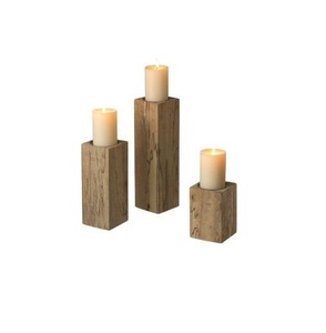 Bougeoir en bois de forme carrée au design vintage Bougeoir en bois de grande taille pour décoration de salon de table Bougeoir - Product Image 1