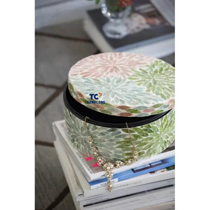 Meilleure conception boîte mère de perle colorée artisanale boîtes décoratives en mosaïque boîtes de rangement rondes - Product Image 6