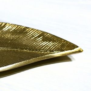 Plateau à feuilles en métal, grand plateau de service, plat décoratif, fruits, biscuits, collations, présentoir, plateaux à feuilles de luxe, décoration de fête de mariage - Product Image 5