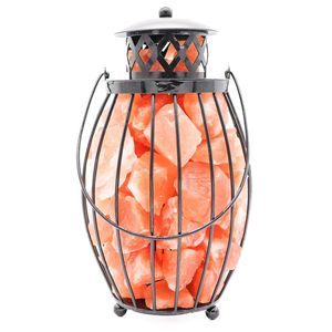Lanterne en sel de l'Himalaya en forme de panier en fer avec cordon de variateur pour la décoration de la maison, le spa, le sauna et le bien-être |   Exportateur de sel de l'Himalaya - Product Image 1