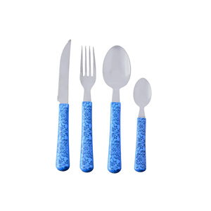 Juego de cubiertos con mango de resina azul fabricado en la India, último diseño, cubiertos de Metal, cuchara, tenedor, cuchillo, acabado plateado para uso en restaurante - Product Image 3