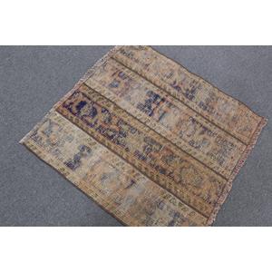Tapis turc vintage, petit tapis de 2,8 x 2,8 pieds, tapis à bordure brune - Product Image 3