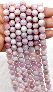 Piedra Preciosa Natural, Pura y Auténtica de Kunzita de 8MM, Cuentas Redondas RB-KUN-8 para la Fabricación de Joyería de la Marca Anshul Impex - Product Image 5