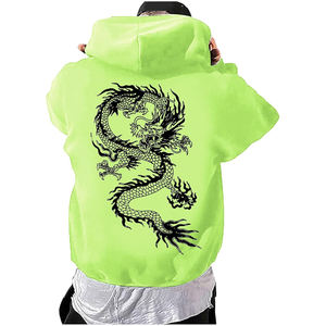 Sudaderas con capucha con estampado de dragón verde neón, sudadera de Hip Hop de gran tamaño para hombres y mujeres, sudadera informal de moda con capucha holgada - Product Image 1