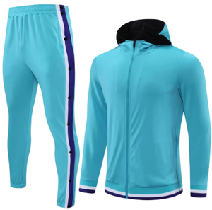 ใหม่ชุดวอร์มลายทางสำหรับผู้ชายชุดวิ่งออกกำลังกายแบบลำลองพร้อมปกคอตั้งมีโลโก้ด้านหน้าให้เลือกไซส์พิเศษ - Product Image 1