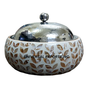 Metal Natural Finished Mother of Pearl Classic Hotpot High Quality Dinnerware Casserole Shape Luxury New Meta Food Warmer - Product Image 4