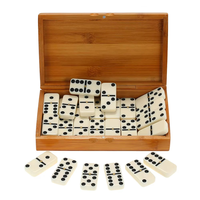Coffret de dominos en os poli et ébène, style animalier antique, écologique, forme rectangulaire, décoration de vacances, cadeau artisanal