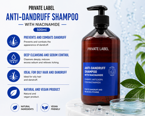 Private Label Anti Dandruff <b>Shampoo</b> 500ml OEM | Niacinamide Sebum Control Itch Relief <b>Shampoo</b> Oily Hair | Spain EU - Product Image 2