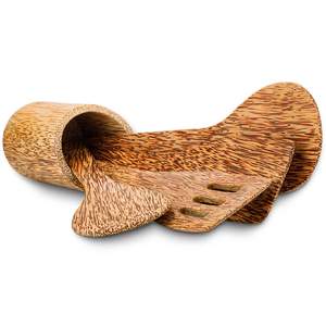 Utensilios de cocina juego de espátulas de madera de Coco para cocinar platos espátulas de madera de palma de coco natural - Product Image 4