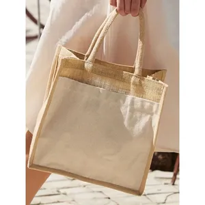 Borse Shopper Promozionali Sostenibili in Cotone e Juta con Tasche per Merchandising - Product Image 2