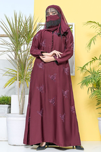 Vente en Gros Confortable Couleur Unie Nouveauté Style Dames Abaya À Manches Longues Robe Musulmane Broderie Femmes Abaya À Vendre - Product Image 2