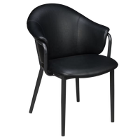 Chaise de salle à manger rembourrée en cuir PU marron avec accoudoirs et pieds en métal pour restaurant, café, bar, hôtel, sièges commerciaux