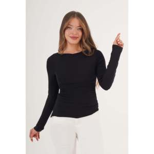 Blusa Negra de Manga Larga para Mujer con Abertura Lateral, Producto al por Mayor - Product Image 5