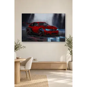 Fida Red BMW Racing Coupe with Neon Headlights <b>Canvas</b> Print - Product Image 4