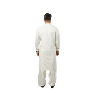 Nadeem Kurta Z-5 Blanc cassé Boski à simple boutonnage, devant plat, 100% Coton - Product Image 5
