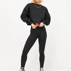 Conjunto Deportivo de Mujer, Pantalones Cortos y Sudadera con Cuello Redondo, Bordado, Color Sólido, Personalizado, Moda Otoño Invierno, Nueva Colección, Venta Caliente - Product Image 5