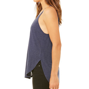 Débardeur pour femmes en coton respirant bleu marine chiné, décontracté, impression personnalisée, logo OEM - Product Image 3