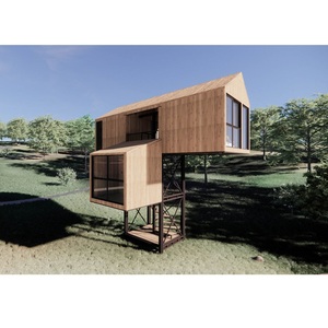 Alta calidad LCB02 28sqm Bungalow Diseño moderno de Vietnam 40HC Material de bambú prefabricado industrial 5 años de garantía Verde - Product Image 1