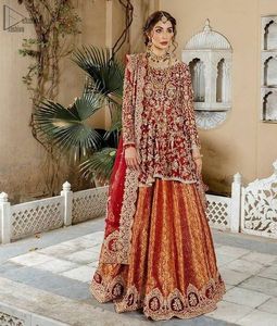 KURTA indien/pakistanais — robe en BROCADE LEHENGA, jupe ornée de perles en verre, fonctionne pour mariage, nouvelle collection 2022 - Product Image 1