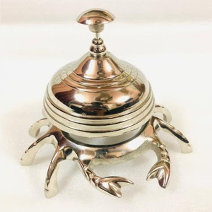 Creative Design <b>Crab</b> Style Desk Bell for Sale Indian Supplier High Selling Aluminum <b>Crab</b> Ornate Desk Bell With Silver Finished - Product Image 1