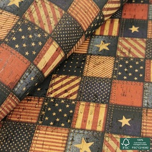 Tissu en liège naturel imprimé aux États-Unis, cuir de haute qualité, cuir d'usine, motif carré, cuir artificiel PU - Product Image 1