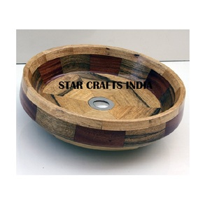 Cuenco de madera de acacia para servir comida de forma redonda, fabricante de cuenco de madera pulida de nuevo estilo, venta al por mayor - Product Image 1