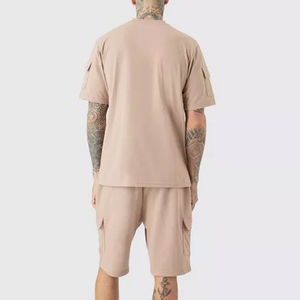 Conjunto doble de verano para hombre, camiseta con hombros descubiertos, camisa de manga corta, conjuntos para hombre, ropa de calle informal, conjuntos cortos de verano de 2 piezas para hombre - Product Image 5