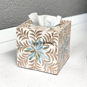 Modern MOP Inlay <b>Floral</b> Pattern Engraved Design Decorative Tissue Holder <b>Box</b> for Dining and Bedroom Use Tradebyd - Product Image 4